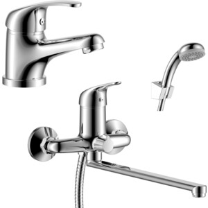 фото Комплект смесителей rossinka silvermix для раковины и ванны, с душем, хром (y40-32, y35-11)