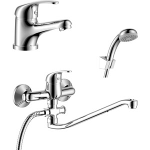фото Комплект смесителей rossinka silvermix для раковины и ванны, с душем, хром (y35-35, y35-11)