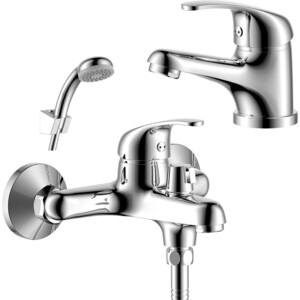 фото Комплект смесителей rossinka silvermix для раковины и ванны, с душем, хром (y35-30, y35-11)