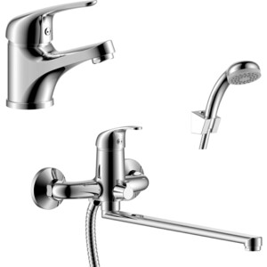 фото Комплект смесителей rossinka silvermix для раковины и ванны, с душем, хром (y35-32, y40-11)