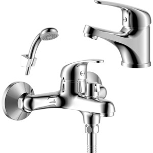 фото Комплект смесителей rossinka silvermix для раковины и ванны, с душем, хром (y35-30, y40-11)