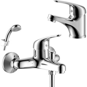 фото Комплект смесителей rossinka silvermix для раковины и ванны, с душем, хром (y40-31, y40-11)