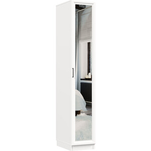 Распашной шкаф Классика 416 фасад зеркальный рамочный (каркас белый, фасад белый) Рам.416.400.2400.600.07.07
