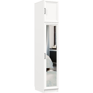 Распашной шкаф Классика 426 фасад зеркальный рамочный (каркас белый, фасад белый) Рам.426.400.2200.450.07.07