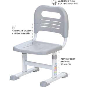 Комплект парта + стул Rifforma SET-17 цвет металла - белый, цвет ЛДСП - клен, цвет пластика - серый c лампой Comfort-02 - фото 5
