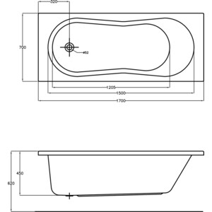 Акриловая ванна Cersanit Nike 170x70 с каркасом (63347, RW-NIKE*170)