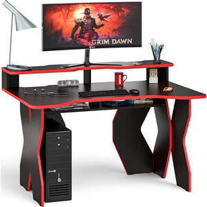 Стол компьютерный с надстройкой Мебельный двор С-МД-СК5-1400Н венге/кромка красная стол компьютерный мебельный двор с мд ск11 1 венге дуб 1023589