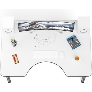 Стол компьютерный Мебельный двор С-МД-СК2-1400-900 белый/кромка венге