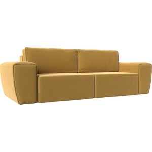 фото Прямой диван арт-мебель беккер микровельвет желтый