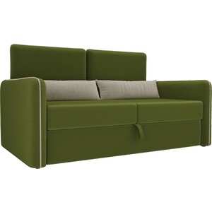 Прямой диван  АртМебель Стенли микровельвет зеленый