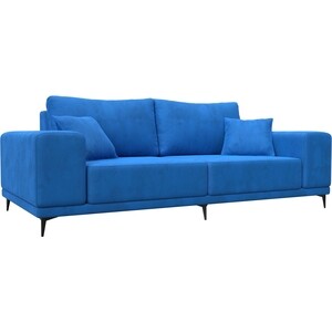 фото Прямой диван арт-мебель льюес велюр голубой