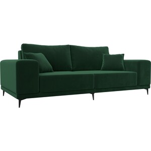 фото Прямой диван арт-мебель льюес велюр зеленый