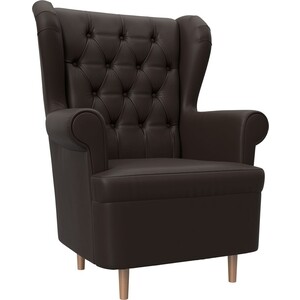 Кресло АртМебель Торин Люкс эко-кожа коричневый кресло артмебель торин люкс велюр серый