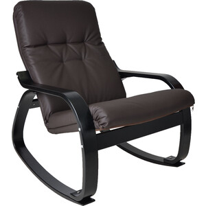 Кресло-качалка Мебелик Сайма экокожа шоколад, каркас венге структура (П0004568) кресло мебелик массив мягкое экокожа крем каркас орех п0005656