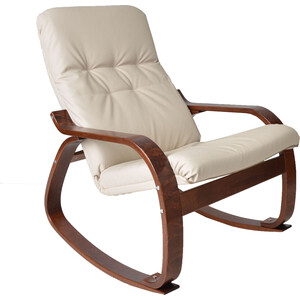 Кресло-качалка Мебелик Сайма экокожа бежевый, каркас вишня (П0004567) кресло качалка мебелик сайма экокожа шоколад каркас венге структура п0004568