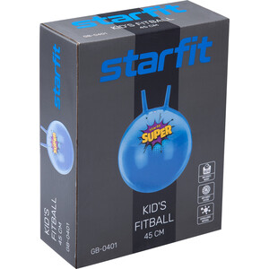 фото Мяч-попрыгун starfit gb-0401 45 см ''super'', 500 гр, с ручкой, голубой (антивзрыв)