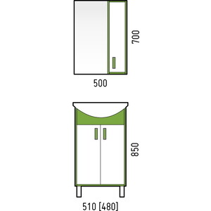 фото Зеркало-шкаф corozo спектр 50 зеленый/белый (sd-00000685)