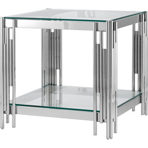 фото Журнальный столик stool group гэтсби прозрачное стекло, сталь серебро