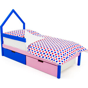фото Бельмарко детская кровать-домик мини svogen синий-лаванда + ящики 1 синий, 1 лаванда + бортик ограждение