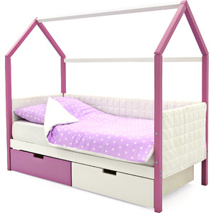 фото Бельмарко детская кровать-домик мягкий svogen лаванда-белый + ящики 1 лаванда, 1 белый