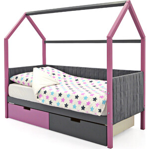 Детская кровать-домик Бельмарко мягкий Svogen лаванда-графит + ящики 1 лаванда, 1 графит детская кровать домик бельмарко монтессори svogen графит