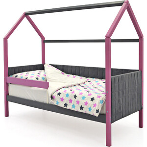 Детская кровать-домик мягкий Бельмарко Svogen лаванда-графит + бортик ограждение