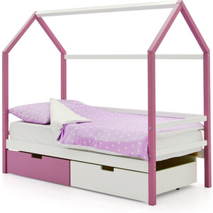фото Детская кровать-домик бельмарко svogen лаванда-белый + ящики 1 лаванда, 1 белый