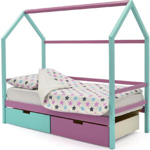 Детская кровать-домик Бельмарко Svogen мятный-лаванда + ящики 1 мятный, 1 лаванда детская кровать домик бельмарко svogen мятный лаванда