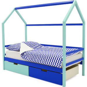 Детская кровать-домик Бельмарко Svogen мятно-синий + ящики 1 мятный, 1синий