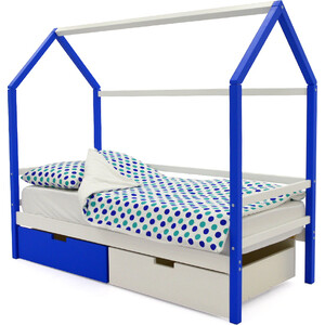 фото Детская кровать-домик бельмарко svogen сине-белый + ящики 1 синий, 1 белый