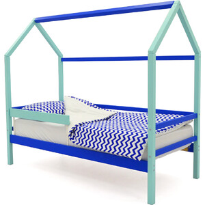 фото Бельмарко детская кровать-домик svogen мятно-синий + бортик ограждение
