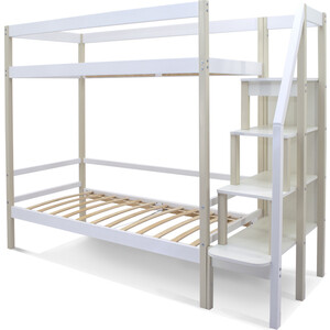 Бельмарко Детская двухярусная кровать Svogen бежево-белый бельмарко детская двухярусная кровать svogen сине белый