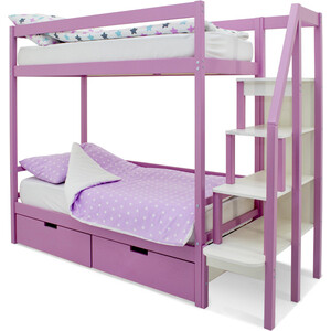 фото Бельмарко детская двухярусная кровать svogen лаванда + ящики 2 шт