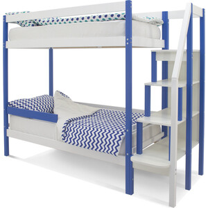 Бельмарко Детская двухярусная кровать Svogen сине-белый + бортик ограждение бельмарко детская двухярусная кровать svogen белый