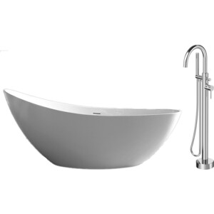 фото Акриловая ванна abber 185x80 со смесителем, отдельностоящая (ab9233, f7514100)