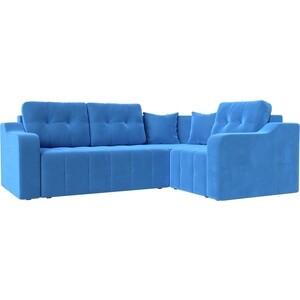 фото Угловой диван артмебель кембридж велюр голубой правый угол