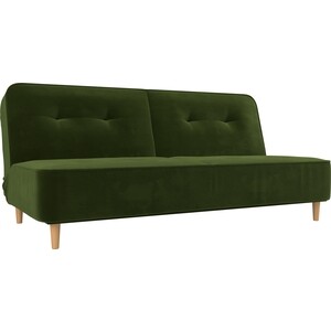Прямой диван-книжка АртМебель Потрленд микровельвет зеленый прямой диван артмебель валенсия микровельвет зеленый книжка