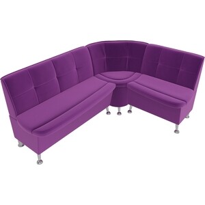 Кухонный угловой диван АртМебель Феникс микровельвет фиолетовый правый угол