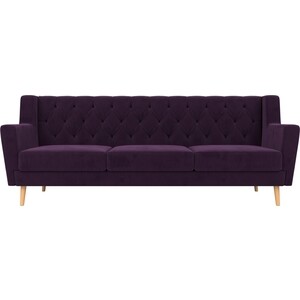 Кухонный прямой диван АртМебель Брайтон Люкс 3-х местный велюр фиолетовый