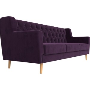 Кухонный прямой диван АртМебель Брайтон Люкс 3-х местный велюр фиолетовый