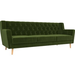 фото Кухонный прямой диван артмебель брайтон люкс 3-х местный микровельвет зеленый