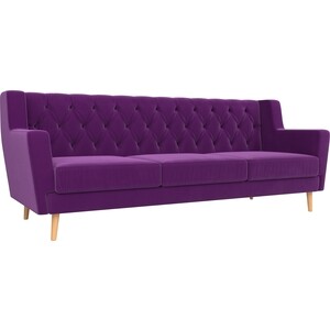 фото Кухонный прямой диван артмебель брайтон люкс 3-х местный микровельвет фиолетовый