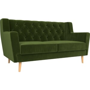 Кухонный прямой диван АртМебель Брайтон Люкс 2-х местный микровельвет зеленый кресло артмебель брайтон люкс микровельвет сиреневый