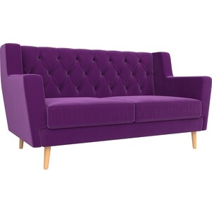 Кухонный прямой диван АртМебель Брайтон Люкс 2-х местный микровельвет фиолетовый кресло артмебель брайтон люкс микровельвет сиреневый