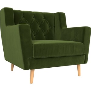 Кресло АртМебель Брайтон Люкс микровельвет зеленый кресло артмебель брайтон люкс эко кожа коричневый