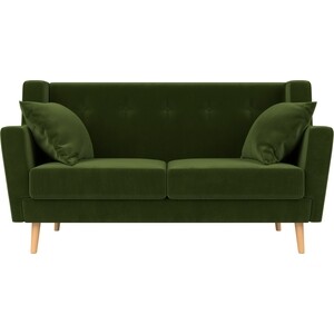 Кухонный прямой диван АртМебель Брайтон 2-х местный микровельвет зеленый