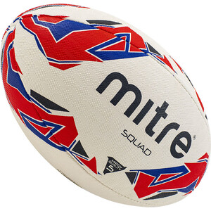 фото Мяч для регби mitre squad арт. bb1152wp4, р.5, резина, вес 350 г., бело-сине-красный