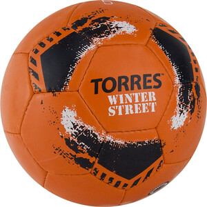 фото Мяч футбольный torres winter street арт. f020285, р.5, 32 пан, рез, 4 подкл. слоя, руч. сшив,оранж-чер