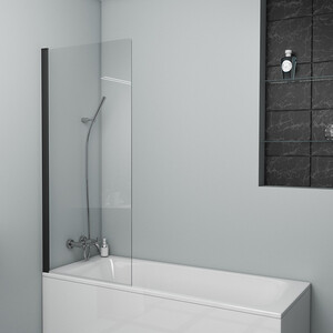 Шторка для ванной Bravat Alfa 70х150 профиль матовый черный, стекла прозрачные (BG070.1501BM)