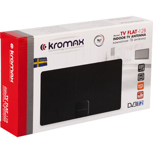 Антенна телевизионная Kromax FLAT-12b (комнатная, активная, 28 дБ) черная